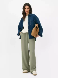 Spodnie bez zapięcia z szerokimi nogawkami