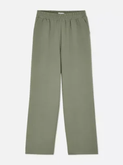 Spodnie bez zapięcia z szerokimi nogawkami