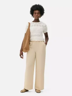 Spodnie bez zapięcia z szerokimi nogawkami