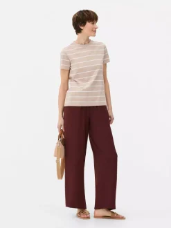 Spodnie bez zapięcia z szerokimi nogawkami