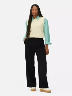 Spodnie bez zapięcia z szerokimi nogawkami