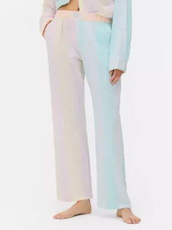 Spodnie od piżamy z tkaniny seersucker