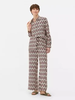 Spodnie palazzo z szerokimi nogawkami i nadrukiem