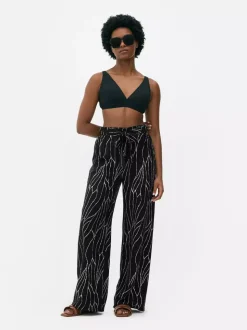 Spodnie palazzo z szerokimi nogawkami i nadrukiem
