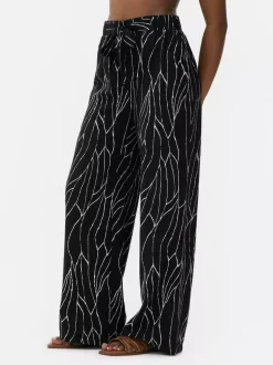 Spodnie palazzo z szerokimi nogawkami i nadrukiem