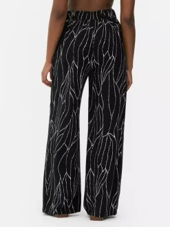 Spodnie palazzo z szerokimi nogawkami i nadrukiem