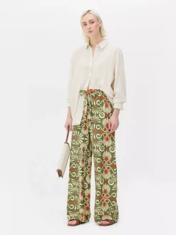 Spodnie palazzo z szerokimi nogawkami i nadrukiem