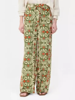 Spodnie palazzo z szerokimi nogawkami i nadrukiem