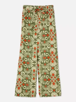 Spodnie palazzo z szerokimi nogawkami i nadrukiem