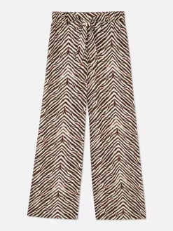 Spodnie palazzo z szerokimi nogawkami i nadrukiem