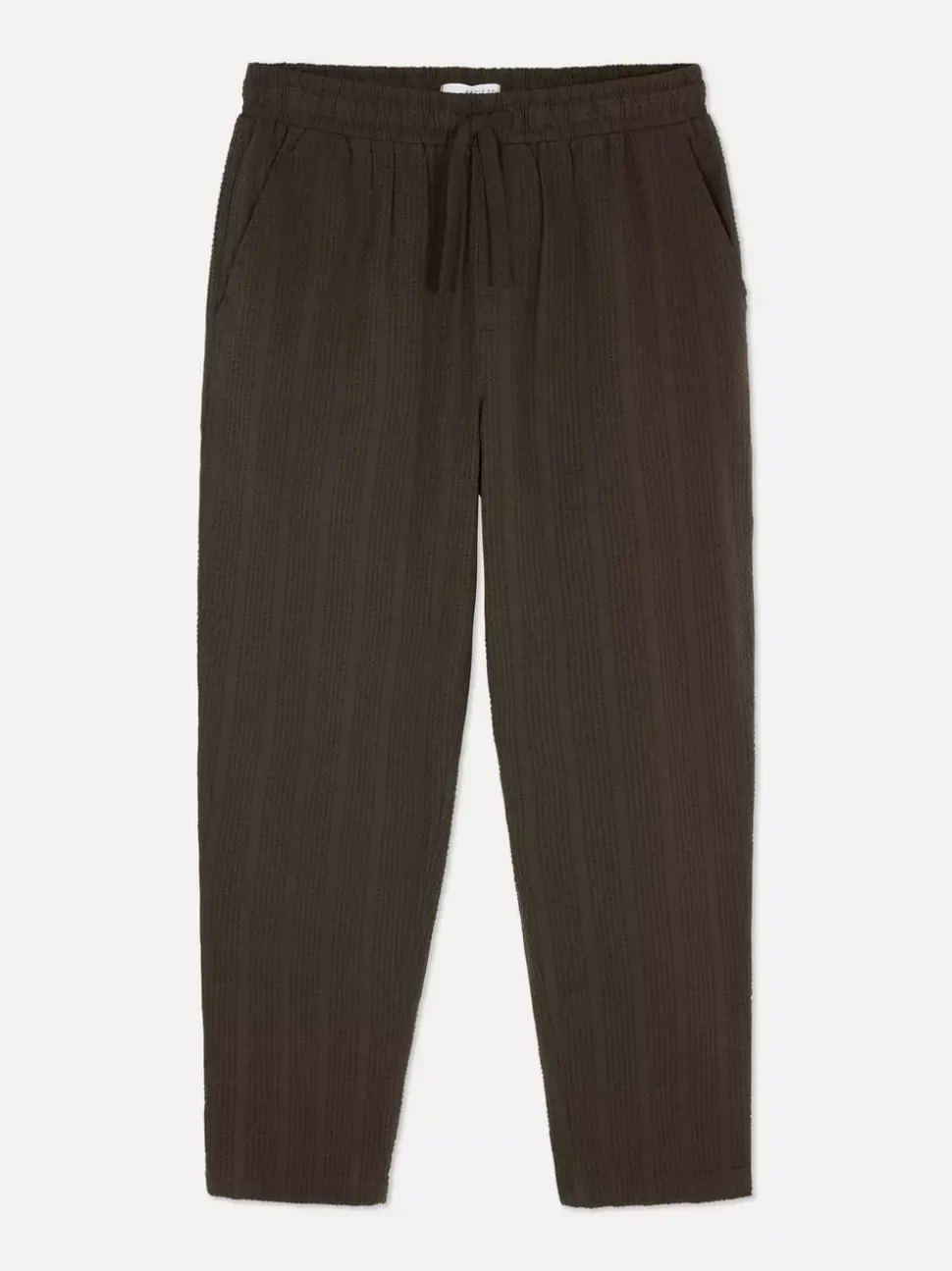 Spodnie w paski z tkaniny seersucker