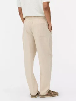 Spodnie w paski z tkaniny seersucker