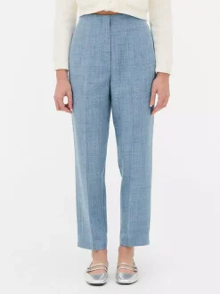 Spodnie w prążki z wysokim stanem i motywem Sticha