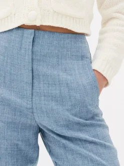 Spodnie w prążki z wysokim stanem i motywem Sticha