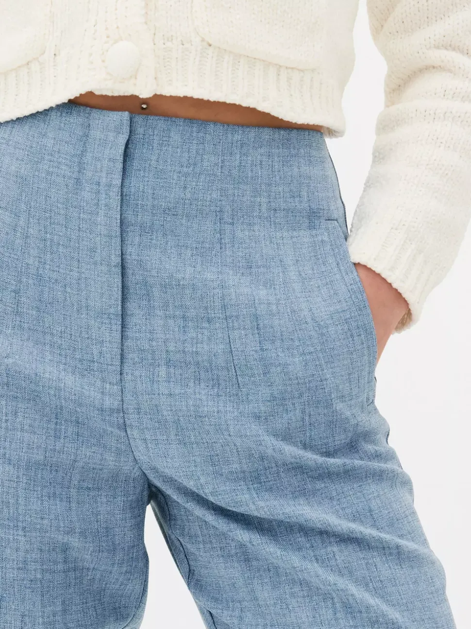 Spodnie w prążki z wysokim stanem i motywem Sticha