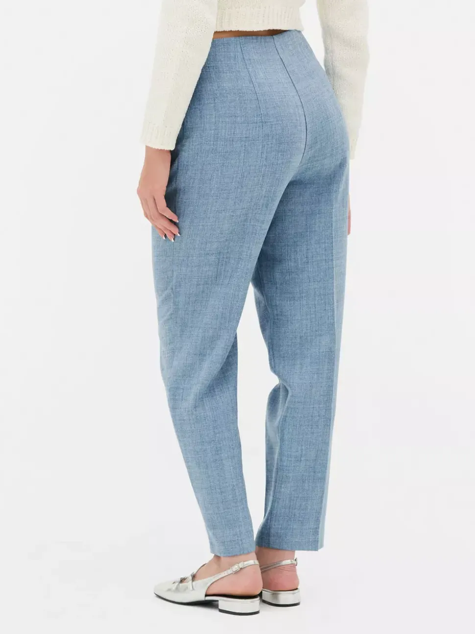 Spodnie w prążki z wysokim stanem i motywem Sticha