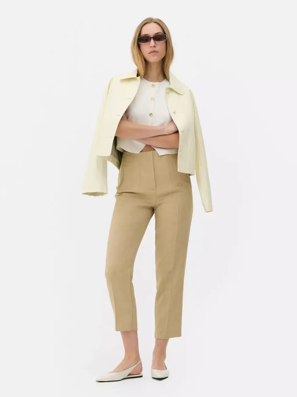 Spodnie w prążki z wysokim stanem i motywem Sticha