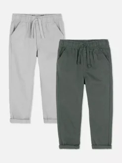 Spodnie z nogawkami z tkaniny diagonalnej, 2 pary