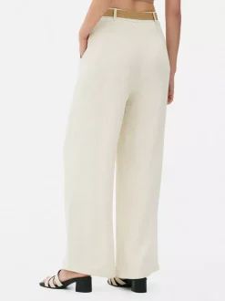 Spodnie z paskiem i prostą nogawką