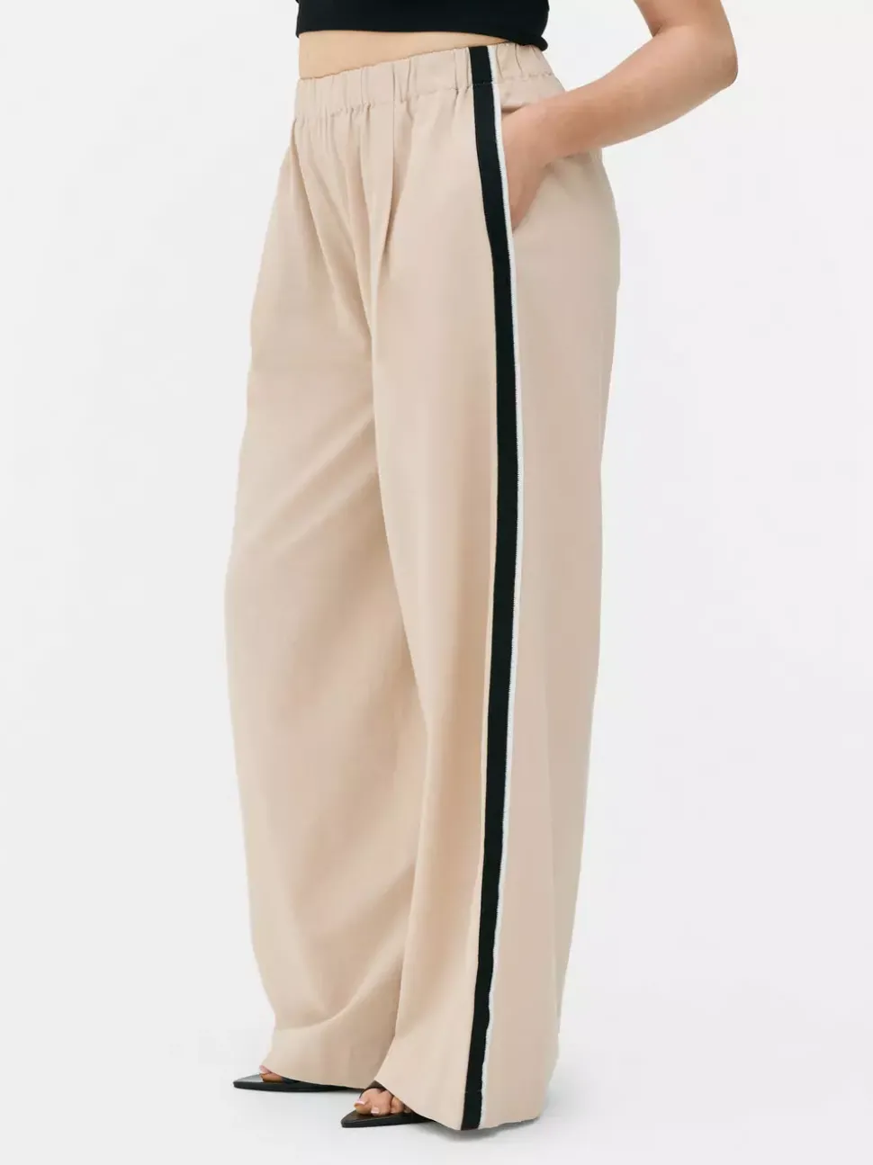 Spodnie z szerokimi nogawkami z lampasami