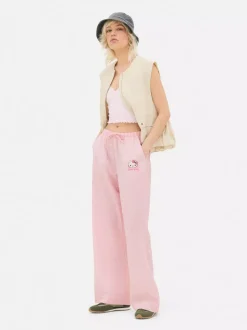 Spodnie z tkaniny seersucker z motywem Hello Kitty