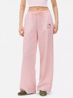 Spodnie z tkaniny seersucker z motywem Hello Kitty