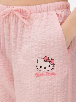 Spodnie z tkaniny seersucker z motywem Hello Kitty