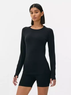 Sportowy top bez szwów z długim rękawem