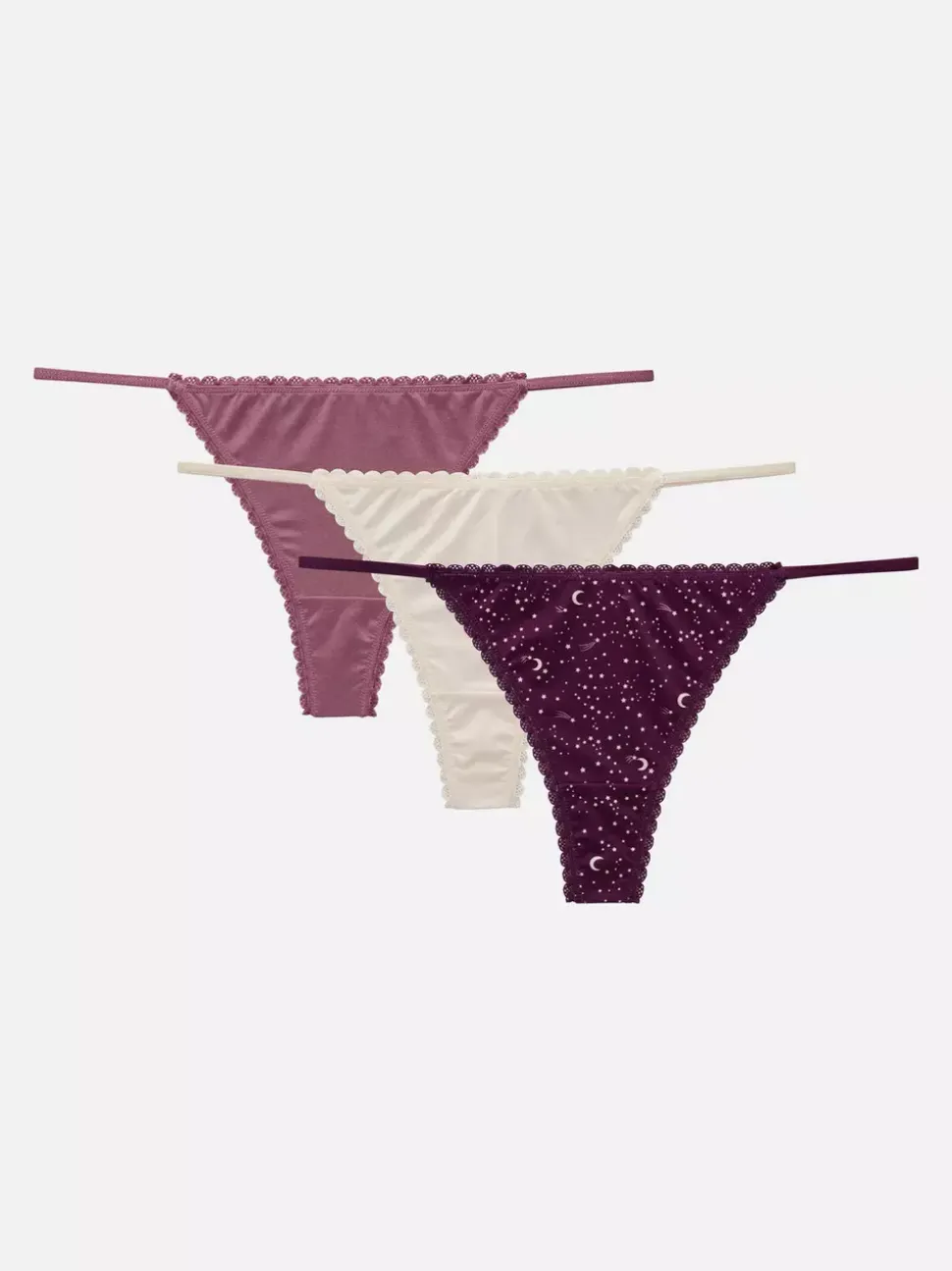 Stringi z muszelkowym wykończeniem, 3 szt.