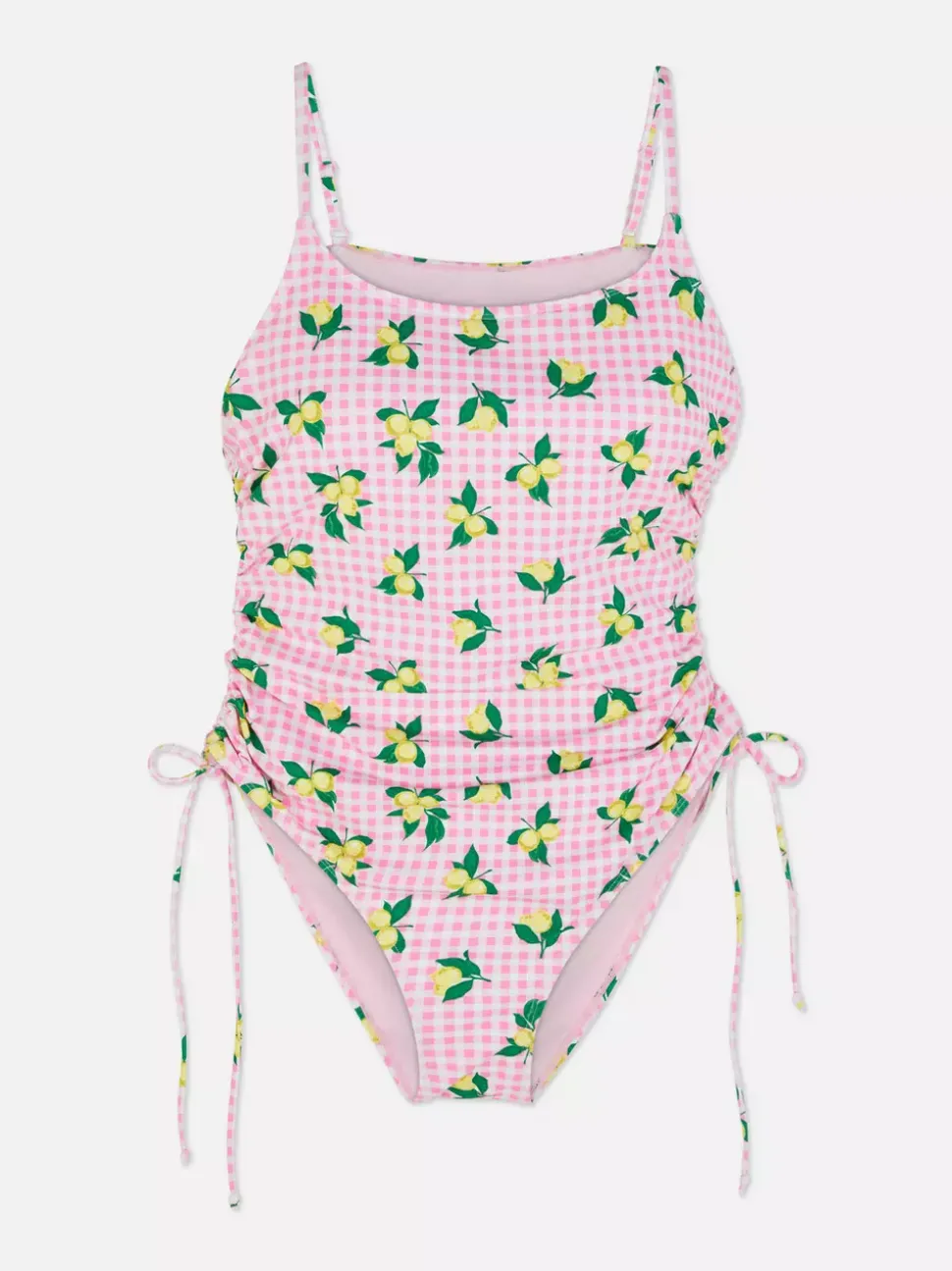 Strój kąpielowy z marszczeniami i wiązaniem z boku