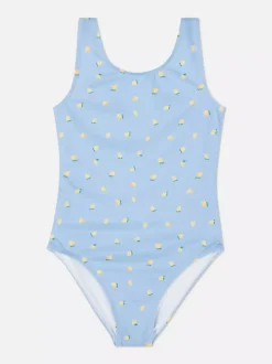 Strój kąpielowy z wycięciem z tyłu i motywem cytryn