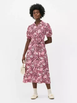 Sukienka koszulowa midi w kwiaty