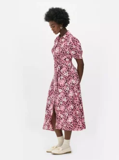 Sukienka koszulowa midi w kwiaty