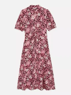 Sukienka koszulowa midi w kwiaty