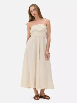 Sukienka midi bez ramiączek