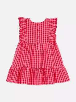 Sukienka warstwowa z tkaniny seersucker w kratkę