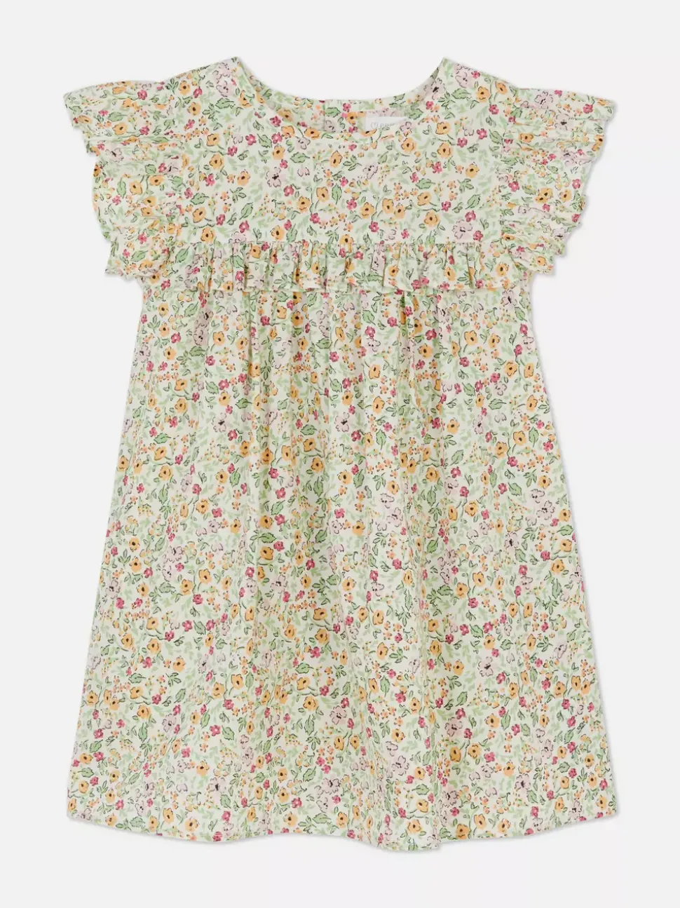 Sukienka z falbanką w drobne kwiaty