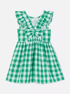 Sukienka z falbanką w kratkę vichy