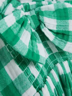 Sukienka z falbanką w kratkę vichy