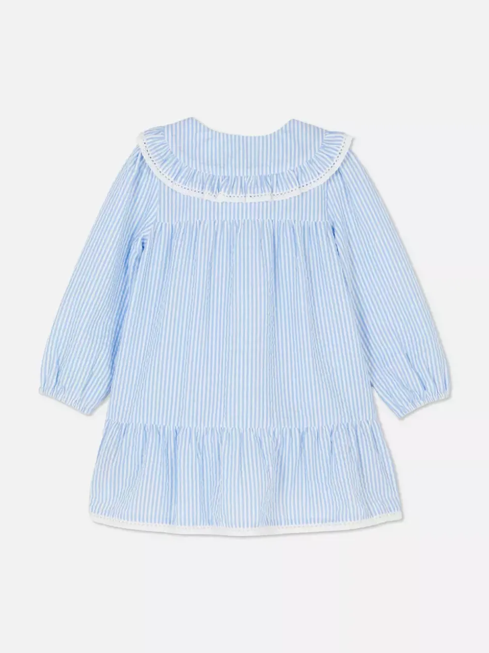 Sukienka z tkaniny seersucker z kołnierzem