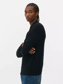 Sweter polo z długim rękawem