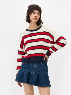 Sweter w paski z okrągłym dekoltem