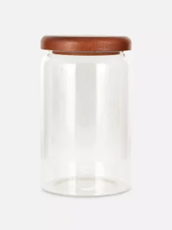 Szklany pojemnik w średnim rozmiarze