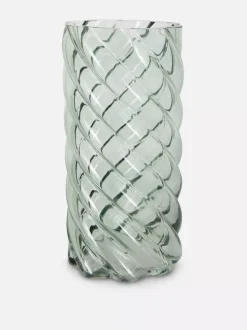 Szklany wazon z kręconym wzorem