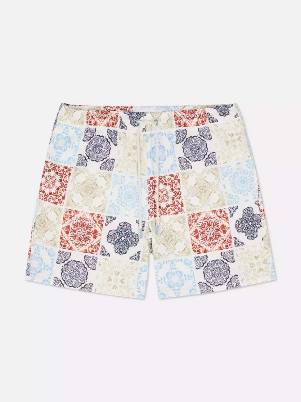 Szorty kąpielowe ze sznurkiem i mozaikowym motywem