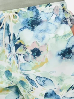 Szorty kąpielowe ze sznurkiem w akwarelowe kwiaty