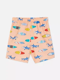 Szorty kąpielowe ze sznurkiem i nadrukiem