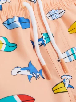 Szorty kąpielowe ze sznurkiem i nadrukiem