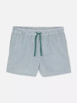 Szorty od piżamy w paski z tkaniny seersucker