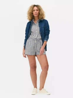 Szorty w kratę vichy ze sznurkiem w pasie